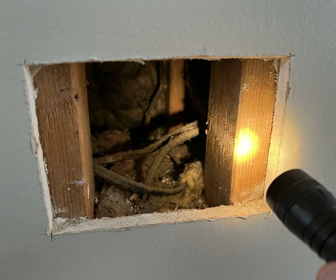 Technician at a property door on an urgent rodent call